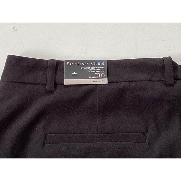 VanHeusen Studio Modern Fit Slacks Pants Women 10 Reg Black Boot Leg Stretch NEW - Picture 9 of 13
